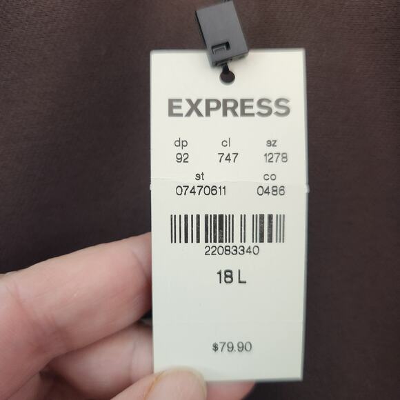 NWT Express Chocolate Brown High Rise Stretch Skinny Dress Slacks Women's 18 T - Picture 2 of 13